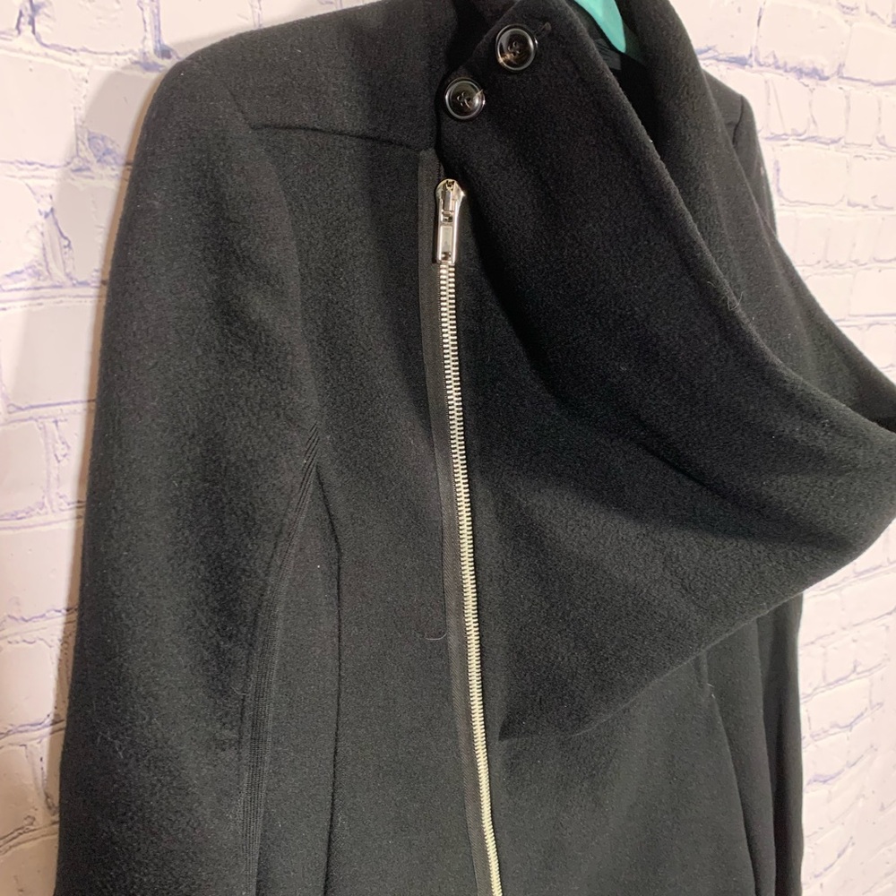 Rick Owens Eileen Cashmere & Wool Funnel Coat Black Size 6 Preppy Quiet Luxury - Picture 5 of 11